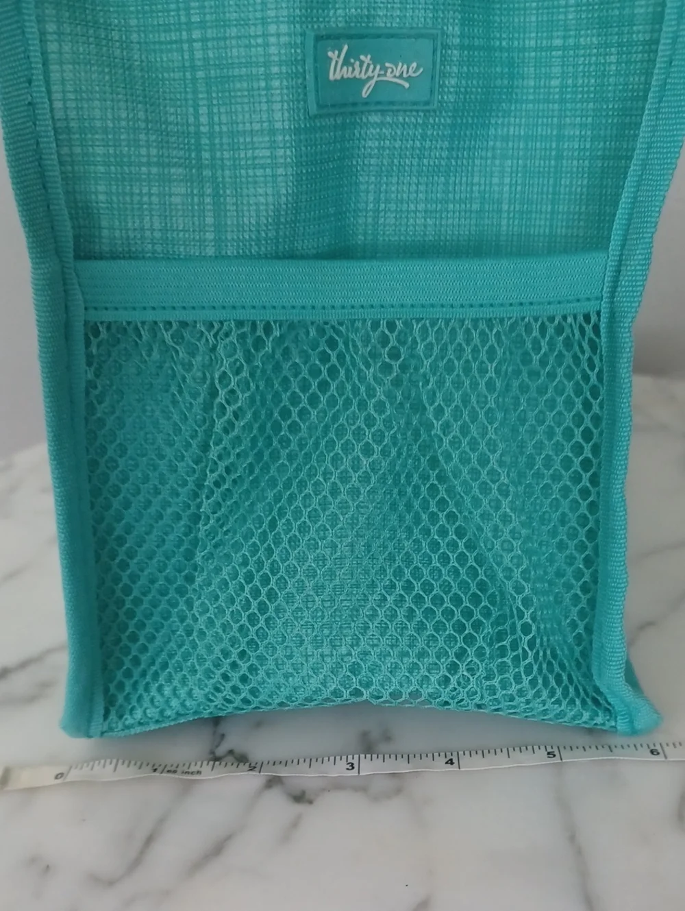 Thirty-one Keep It Caddy turqoise Crosshatch Blue Green Tote approx 6x13x8 Copy